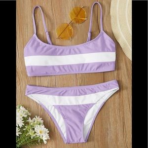 Block Striped Cami Bikini Swimsuit